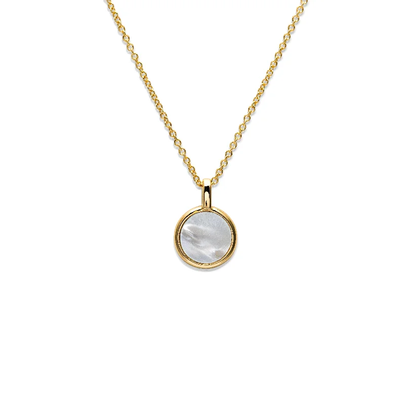 women's necklaces with geometric design -Unique & Co 18ct Gold and Mother of Pearl Pendant