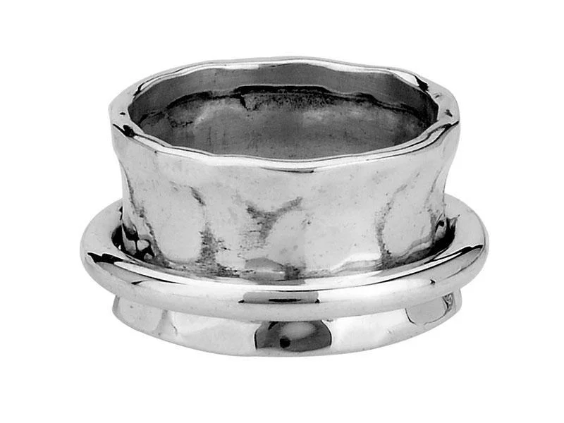 women's rings with sleek design -Wide Hammered Band with Spinning Ring