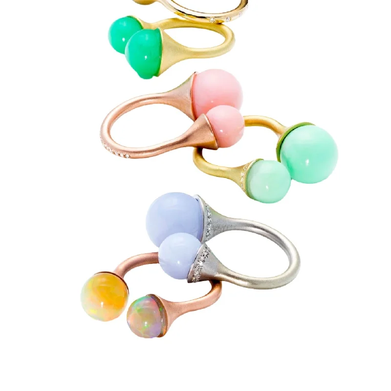 women's rings with split band design -Double-Tip Opal Ring