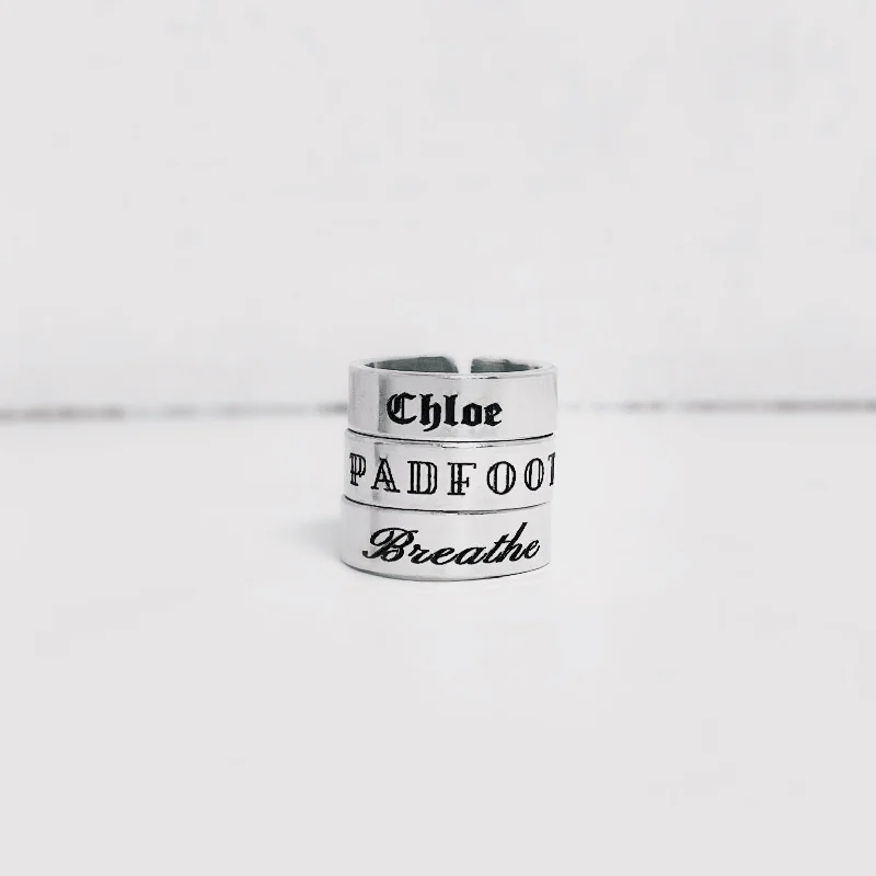 women's rings with engraved details -Custom Name / Word Adjustable Ring