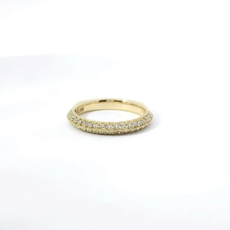 women's engagement rings with matching wedding band -14K Yellow Gold and Diamond Pave Band