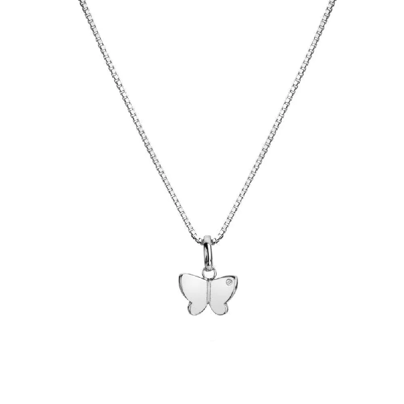 women's necklaces with sparkling crystal -Hot Diamonds Silver Butterfly Pendant