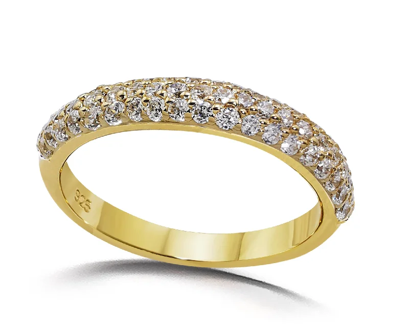 women's rings with unique setting -Unique & Co Gold Vermeil Cubic Zirconia Ring