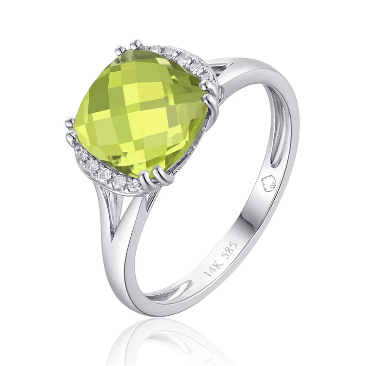 women's rings with sapphire -Peridot 14k Gold Ring