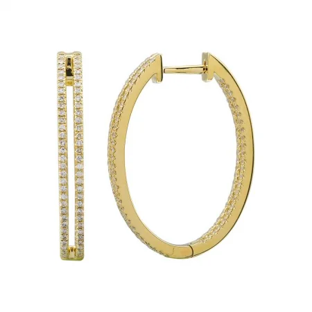 women's earrings with handcrafted style -14k Yellow Gold Diamond In & Out Hoop Earrings