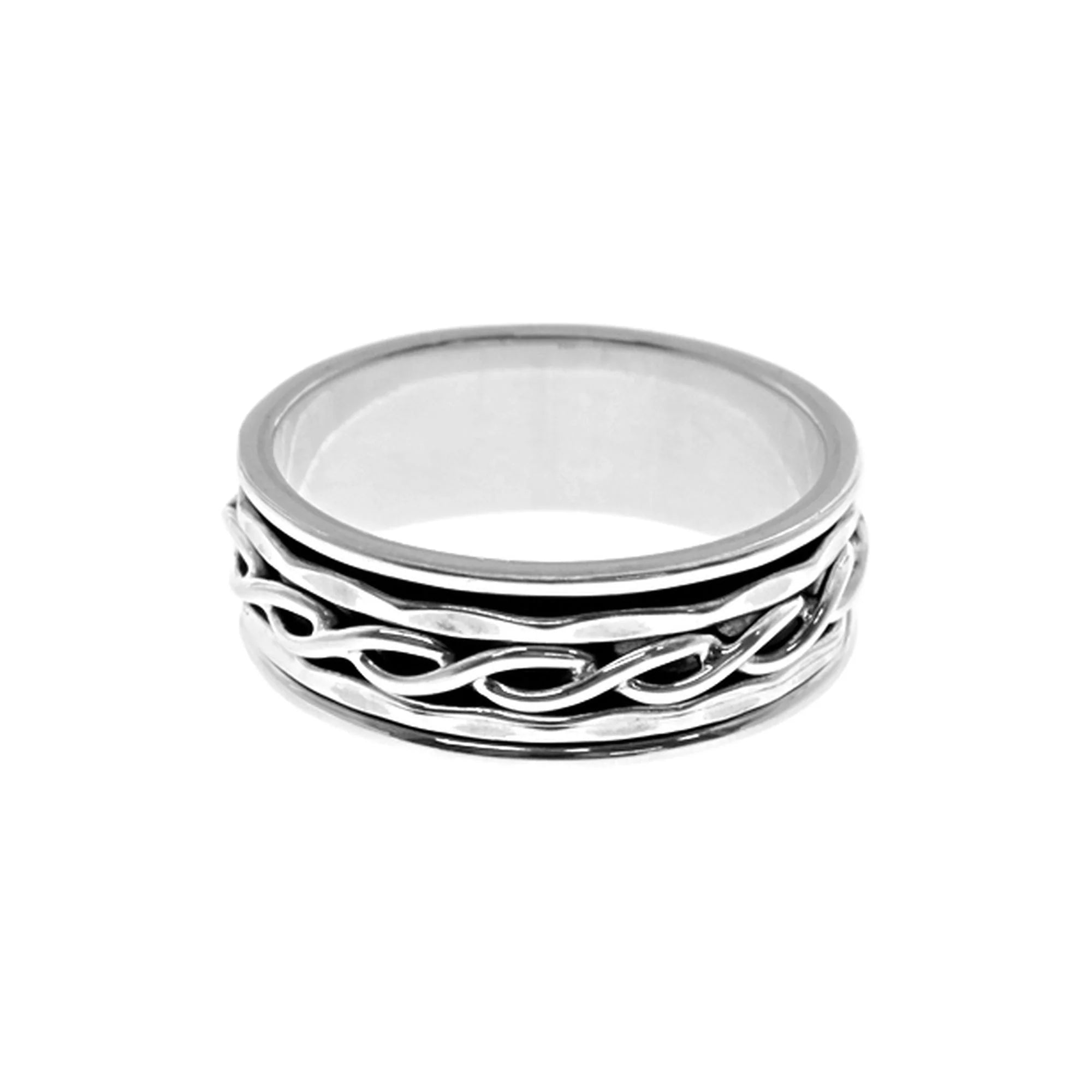 women's rings with sleek design -Sterling Silver Celtic Design Spinner Ring