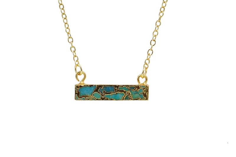 women's necklaces with vintage style -Mini Turquoise bar