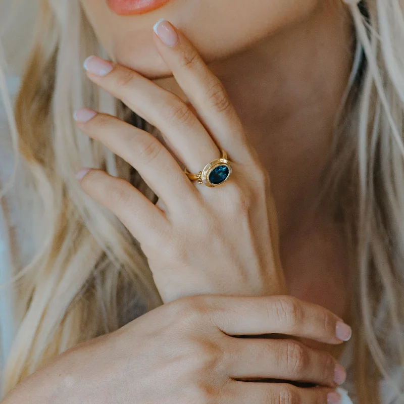 women's rings with bolder band -Dainty London Gold Calla Ring