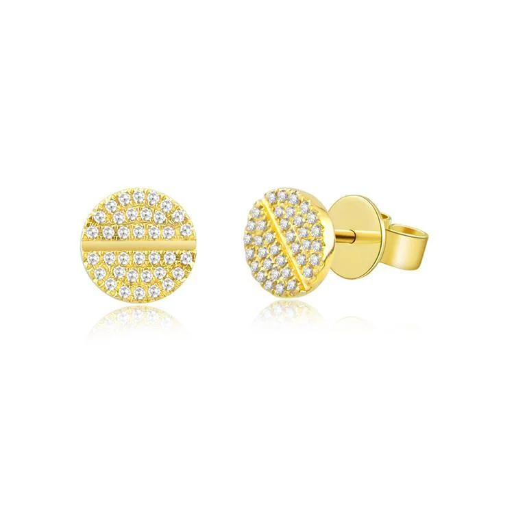 women's earrings with radiant cut -14K Yellow Gold Diamond Screw Earrings