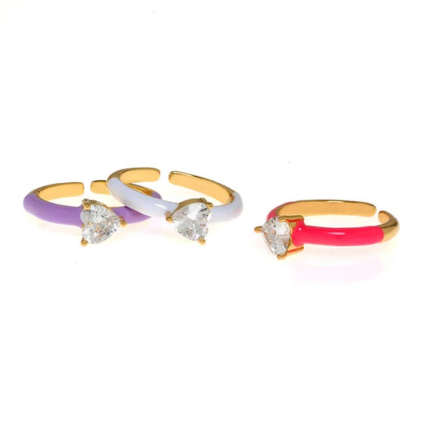 women's rings with eternity band -Heart Enamel Ring