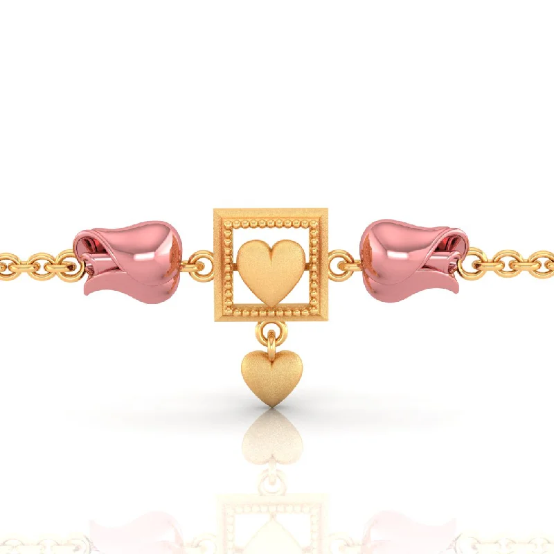 women's bracelets with opal -14k Gold Geometric Square And Pink Cz Yellows Bracelet