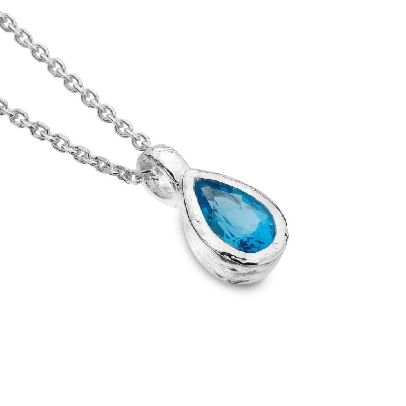 women's necklaces with beaded accents -Sea Gems Blue Topaz Ocean Droplet Pendant