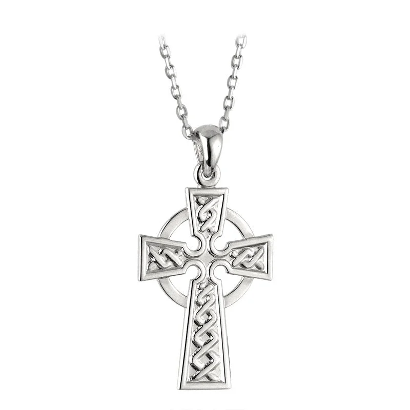 women's necklaces with geometric design -Sterling Silver Small Celtic Cross