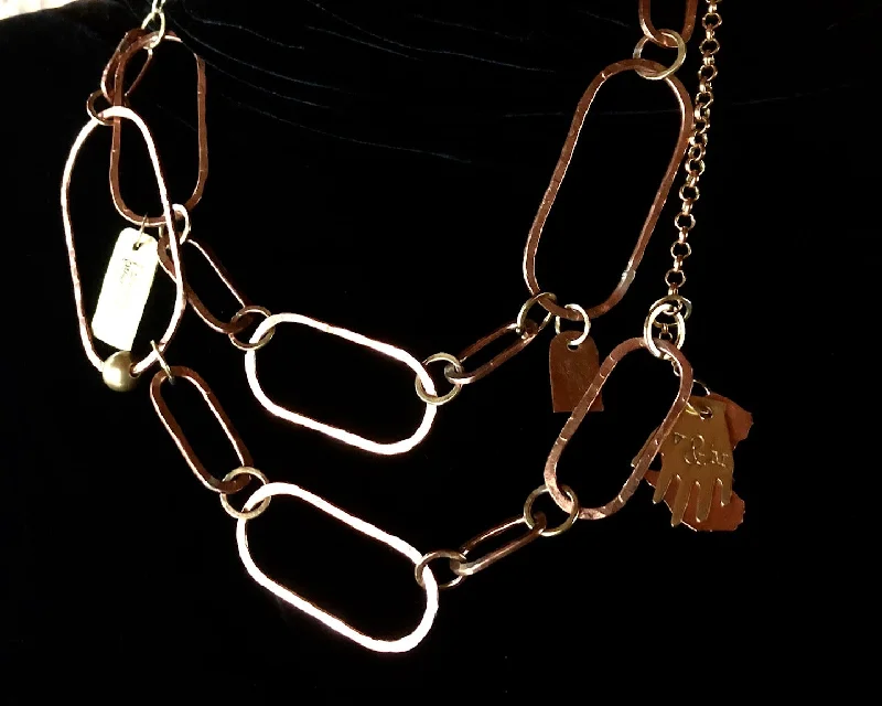 women's necklaces with pendant drop -Long Hoop Paperclip copper