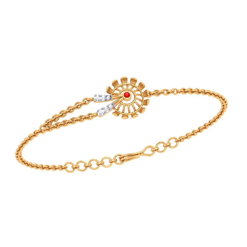 women's bracelets with layered chains -Shimmering Single Red Stone Studded Gold Bracelet