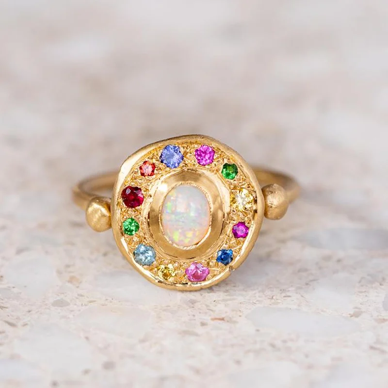 women's rings with heart-shaped design -Carnivale Crystal Opal Eclipse Ring