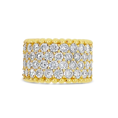 women's engagement rings with floral design -Four Row Round Diamond Cigar Band