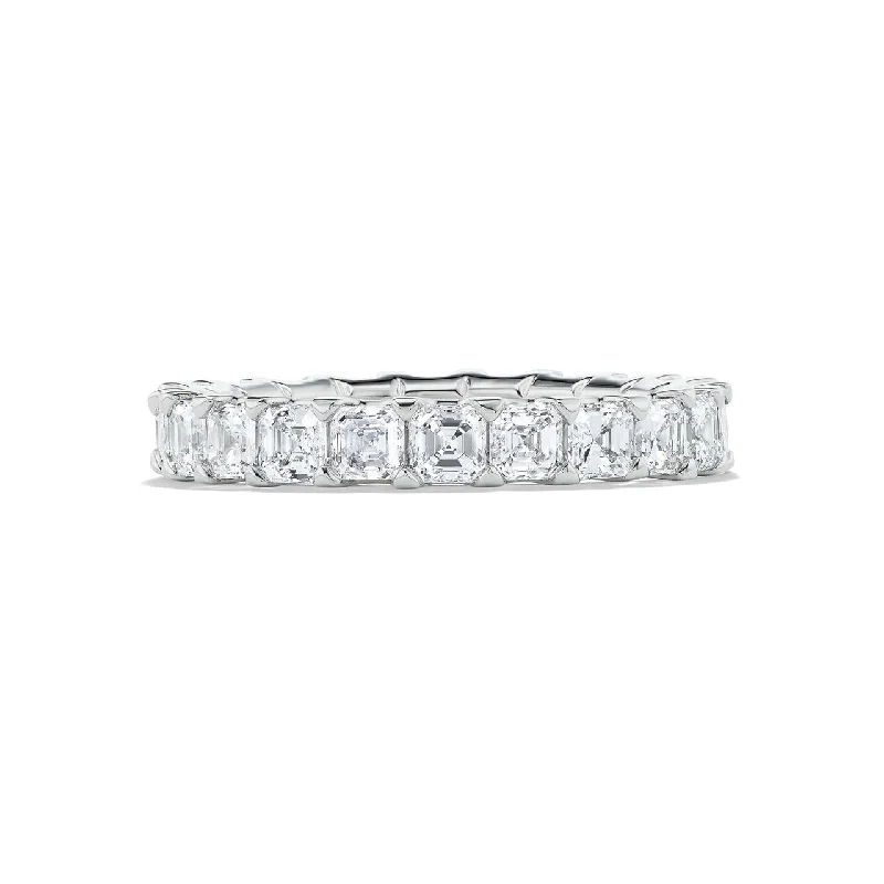 women's engagement rings platinum -SIGNATURE COMFORT FIT ASSCHER CUT DIAMOND ETERNITY BAND