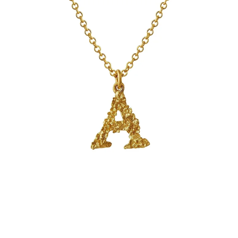 women's necklaces with pearl pendant -Alex Monroe 18ct Teeny Tiny Floral Letter A