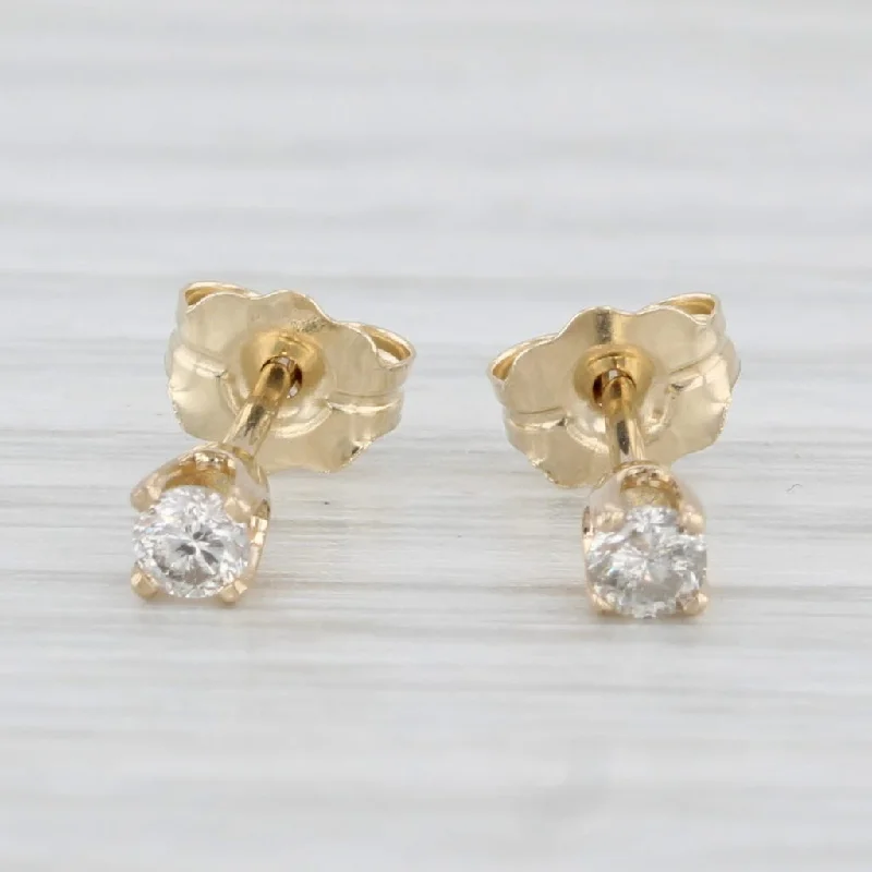 women's earrings with artistic look -0.10ctw Round Diamond Solitaire Stud Earrings 10k Yellow Gold