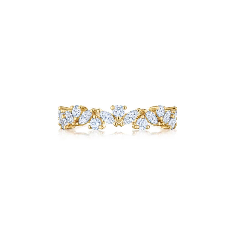 women's engagement rings with yellow gold band -KWIAT Half Circle Ring with Marquise Diamonds W-14656-0-DIA-18KY