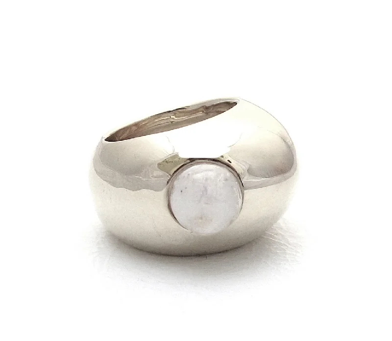 women's rings with rose-cut diamond -Pebble Moonstone Ring