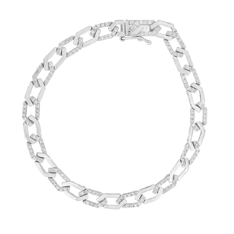 women's bracelets with sparkling crystal -LADIES BRACELET 1.00CT ROUND DIAMOND 10K WHITE GOLD