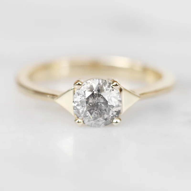 women's engagement rings with milgrain detailing -Quinta Ring with a 1.01 Round Salt and Pepper Diamond in 10k Yellow Gold - Ready to Size and Ship