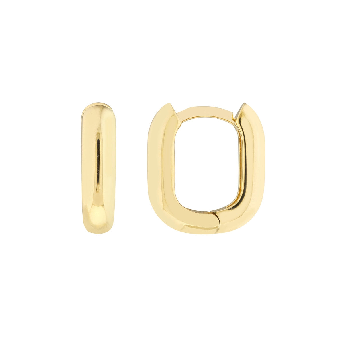 women's earrings with multi-stone design -14K Yellow Gold Oblong Polished Hoop Earrings