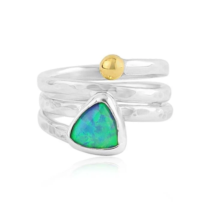 women's rings with minimalist band -Lavan 9ct Gold and Opal Ring