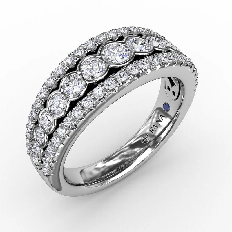 women's engagement rings with bold band -Fana Triple-Row Diamond Band R2013