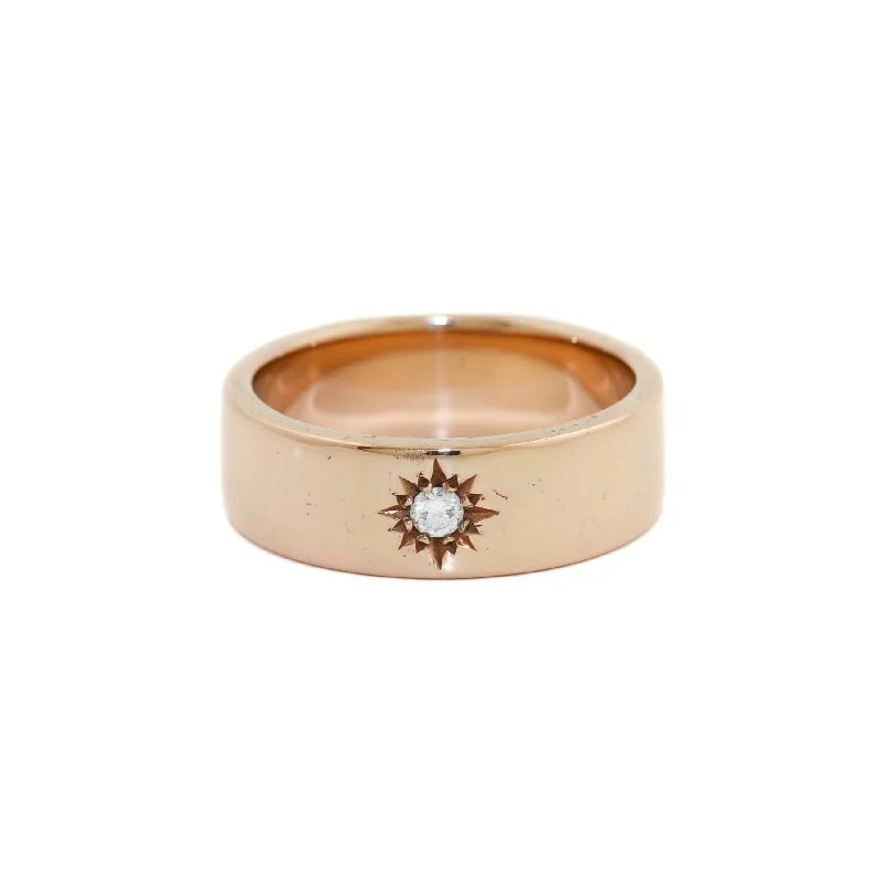 women's engagement rings with split band and halo -Rose Gold Victorian-Style Solitaire Diamond Band