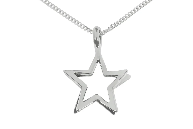 women's necklaces with layered gold chain -3D Sterling Silver Star Pendant