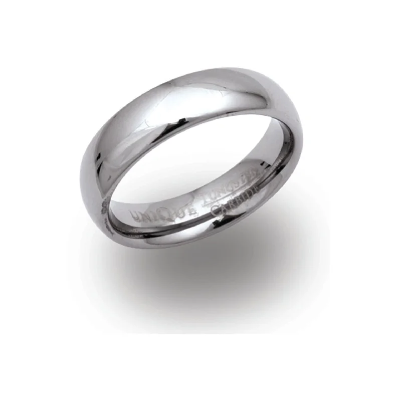 women's rings with heart-shaped design -Unique & Co 6mm Polished Tungsten Ring