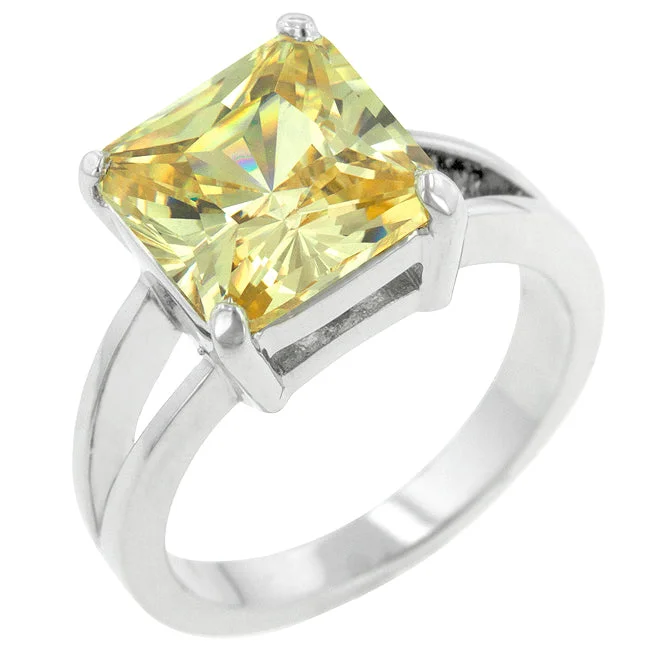 women's engagement rings with cushion-shaped gemstone -Nadine Canary Princess Cut Cocktail Ring | 5.6ct