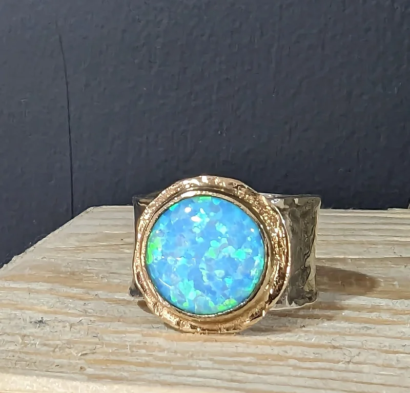 women's rings with gemstone -Yaron Morhaim 9ct Gold Opal Ring