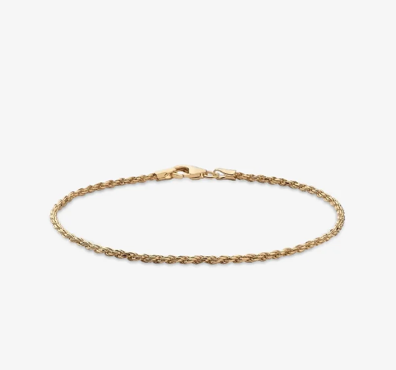 women's bracelets with unique etching -2mm Rope Chain Bracelet | Gold