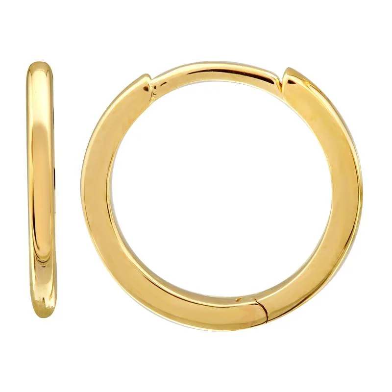 women's earrings with linear drop -14k Yellow Gold Eternity Mini Round Huggies