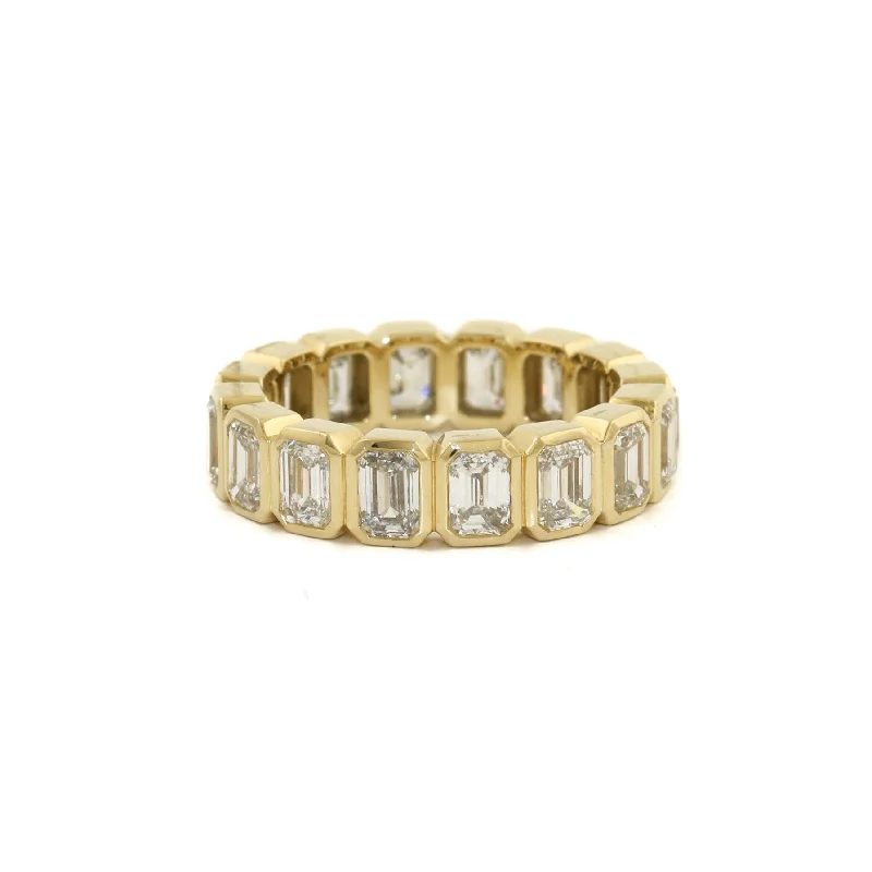 women's engagement rings with large center stone -14k Gold Emerald Cut Diamond Eternity Band