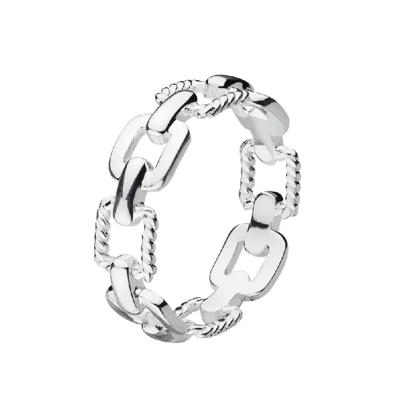 women's rings with eternity band -Sterling Silver Chain Link Ring