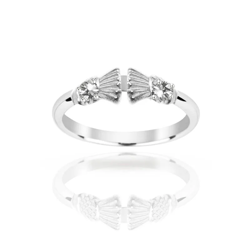 women's engagement rings with vintage-inspired setting -Traditional Edinburgh Scottish Thistle Torque Ring with Two Diamond