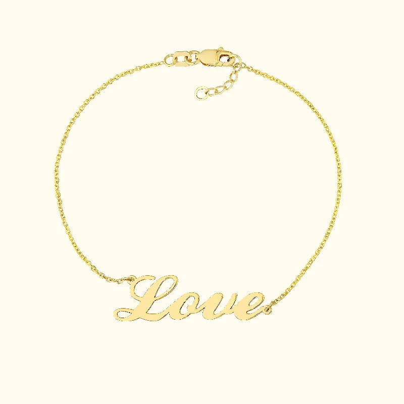 women's bracelets with gemstone beads -Cursive 'Love' Bracelet