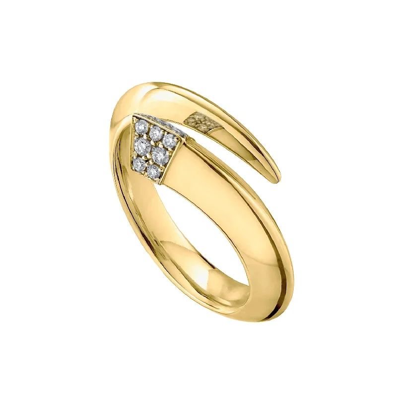 women's engagement rings with round-cut diamond -Sabre Ring - Yellow Gold Vermeil & Diamond Pavé