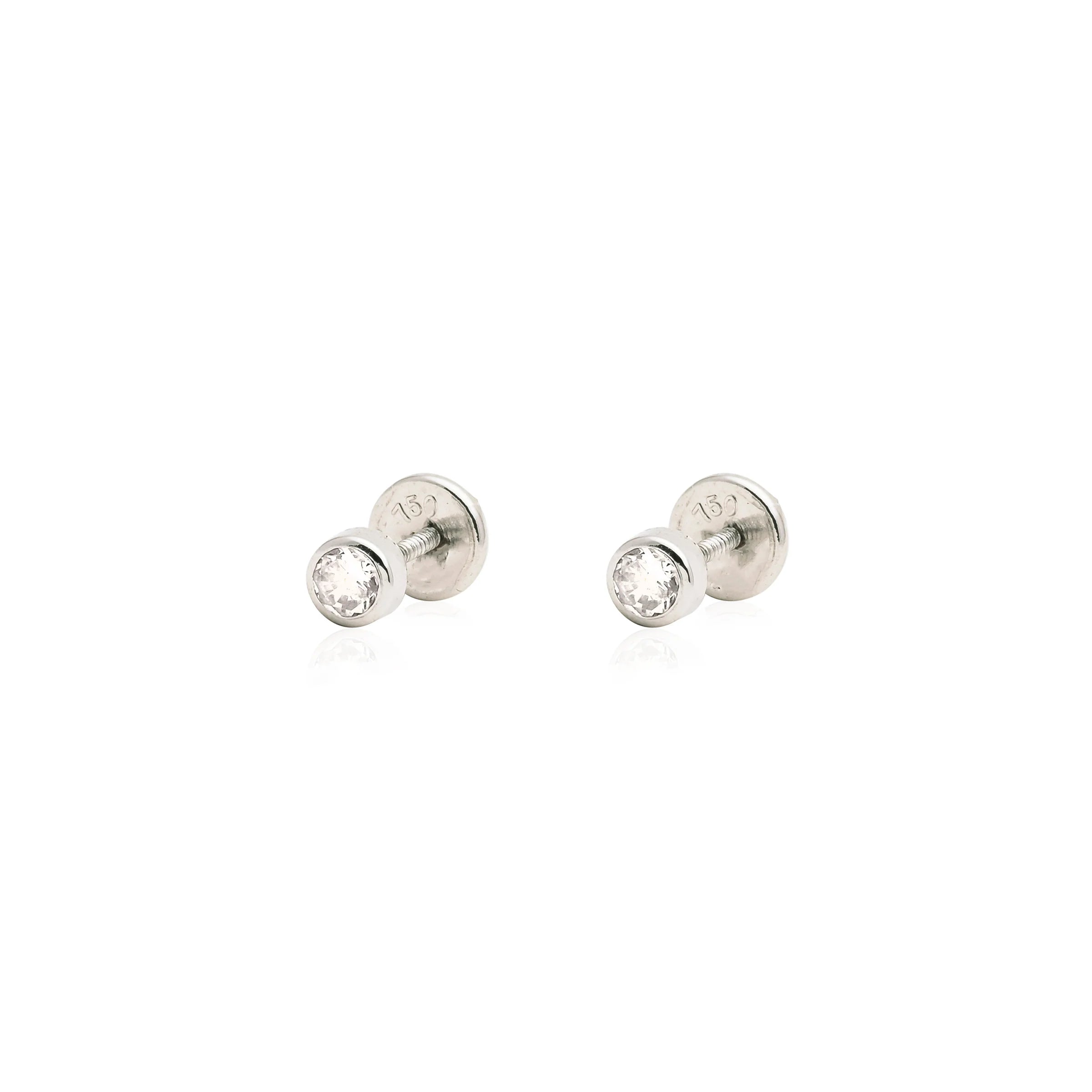 women's earrings with bold statement -14K White Gold CZ Children's Earrings