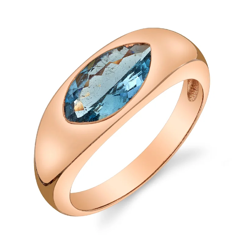 women's rings with round stone -London Blue Marquise Topaz Ring