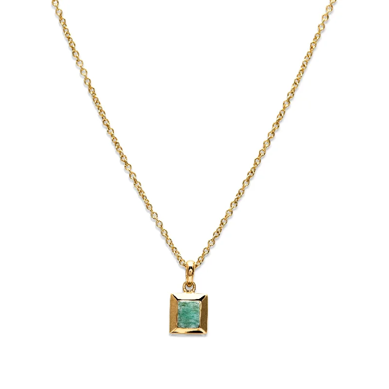 women's necklaces with simple chain -Unique & Co Gold and Amazonite Pendant