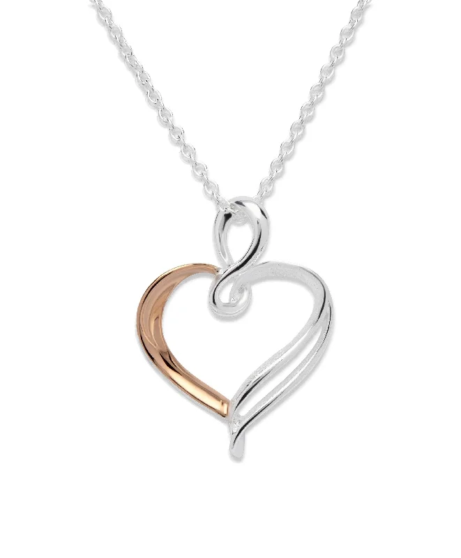 women's necklaces with mixed metal design -Unique & Co Rose Gold Vermeil Heart Pendant