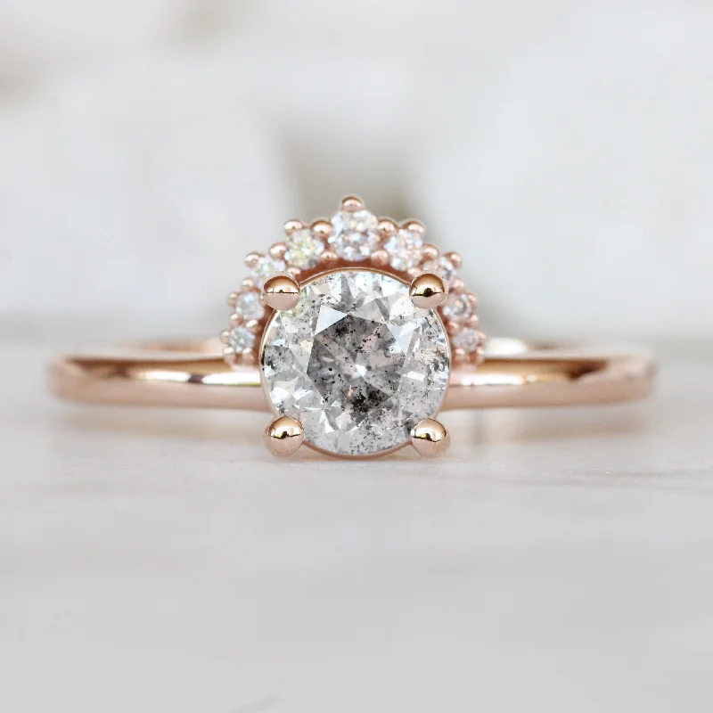 women's engagement rings with simple solitaire -Lonnie Ring with a 1.01 Carat Round Gray Salt and Pepper Diamond in 10k Rose Gold - Ready to Size and Ship