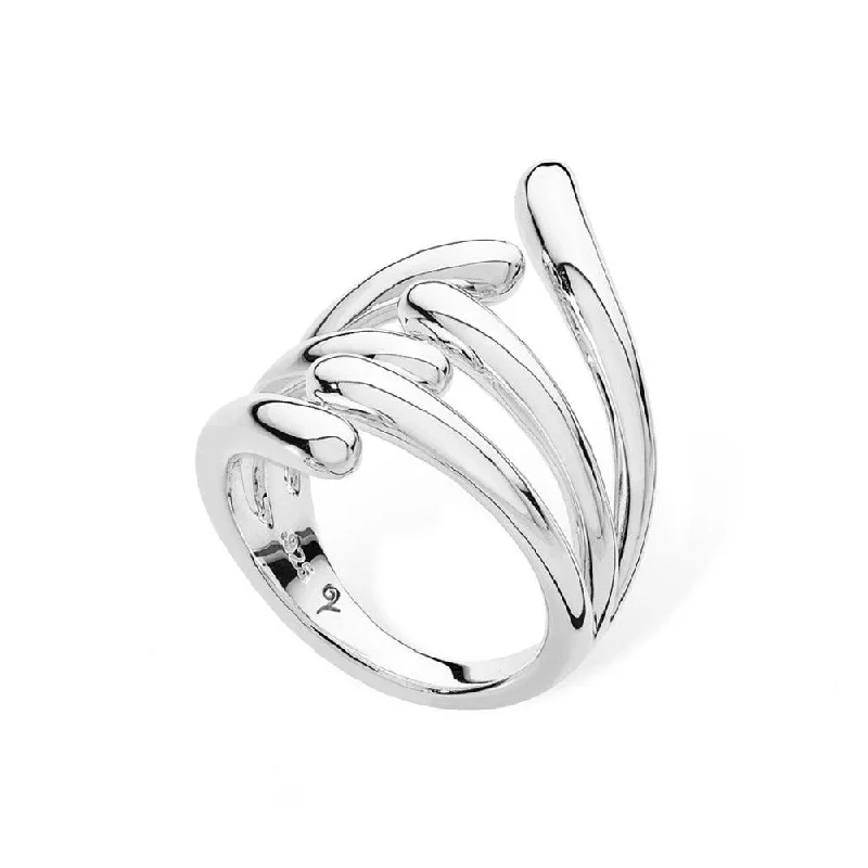 women's rings with emerald-cut diamond -Silver 6 Drop Ring