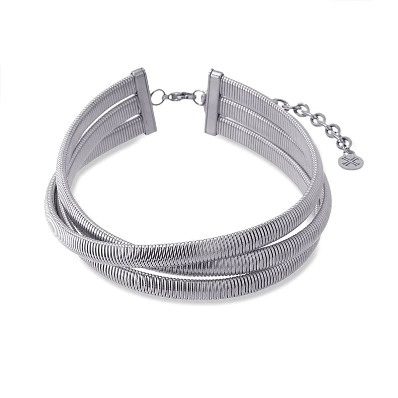 women's necklaces with modern design -Multi layer choker silver